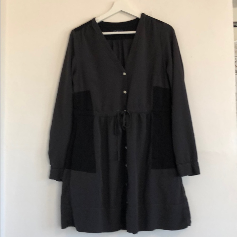 Grey black long sleeve drawstring dress 10 gap